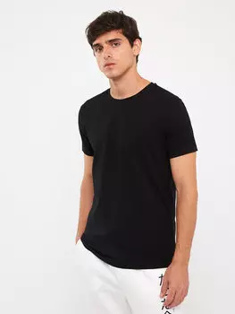 Мужская футболка из чесаного хлопка с круглым вырезом и короткими рукавами LCW Casual, новый черный