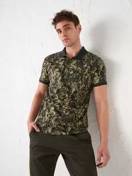 Мужская футболка из чесаного хлопка с вырезом поло и коротким рукавом LCW Casual