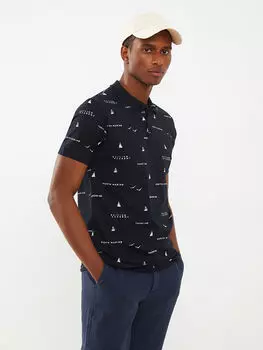 Мужская футболка из чесаного хлопка с вырезом поло и коротким рукавом LCW Casual