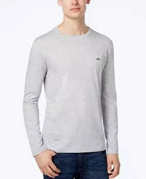 Мужская футболка из джерси с длинным рукавом и круглым вырезом Lacoste, серебряный