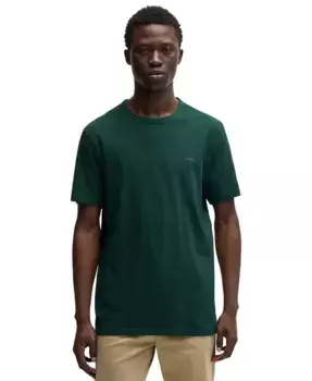 Мужская футболка из хлопка с эффектом слаба, с логотипом Hugo Boss, зеленый