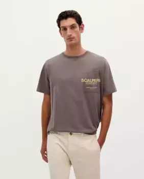 Мужская футболка из хлопка с короткими рукавами Scalpers, коричневый