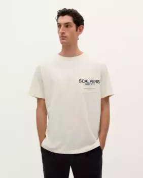 Мужская футболка из хлопка с короткими рукавами Scalpers, цвет Crema