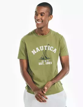 Мужская футболка из хлопка с короткими рукавами Nautica, зеленый