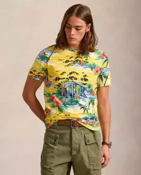 Мужская футболка из хлопка с принтом серфера Polo Ralph Lauren, жёлтый