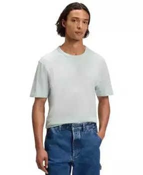 Мужская футболка из хлопка Slub Regular-Fit Hugo Boss, синий