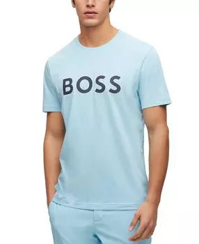 Мужская футболка из хлопкового джерси с круглым вырезом и принтом логотипа boss Hugo Boss, мульти