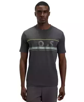 Мужская футболка из хлопкового джерси с логотипом Hugo Boss, серый