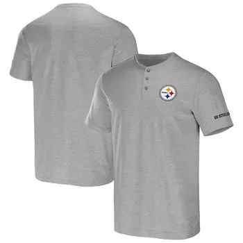 Мужская футболка из коллекции NFL x Darius Rucker от Fanatics Heather Grey Pittsburgh Steelers Henley