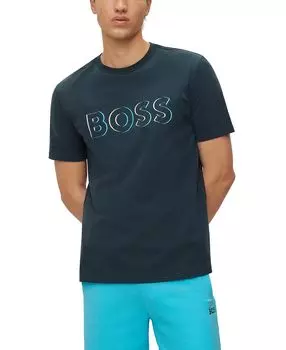 Мужская футболка из матового джерси с динамическим логотипом boss Hugo Boss, темно-синий