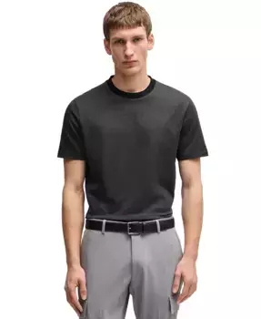 Мужская футболка из мерсеризованного хлопка Regular-Fit Hugo Boss, черный