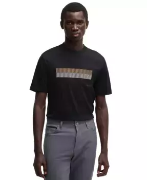Мужская футболка из мерсеризованного хлопка Regular-Fit Hugo Boss, черный