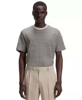 Мужская футболка из мерсеризованного хлопка с сетчатым узором Hugo Boss, белый