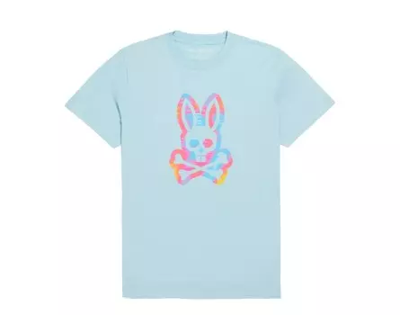 Мужская футболка из морской пены с рисунком Montgomery Psycho Bunny B6U948Y1PC-SEF, синий