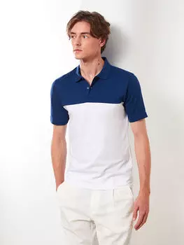 Мужская футболка из пике с цветными блоками и коротким рукавом с воротником-поло LCW Vision