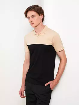 Мужская футболка из пике с цветными блоками и коротким рукавом с воротником-поло LCW Vision