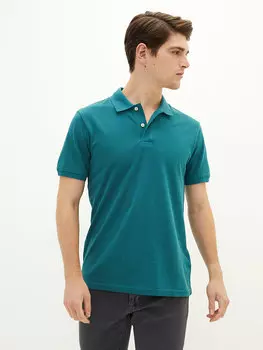 Мужская футболка из пике с короткими рукавами и воротником-поло LCWAIKIKI Basic, средне-зеленый