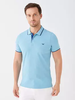 Мужская футболка из пике с короткими рукавами и воротником-поло LCWAIKIKI Classic, бирюзовый меланж