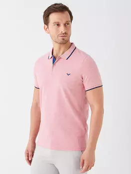 Мужская футболка из пике с короткими рукавами и воротником-поло LCWAIKIKI Classic, светло-розовый меланж