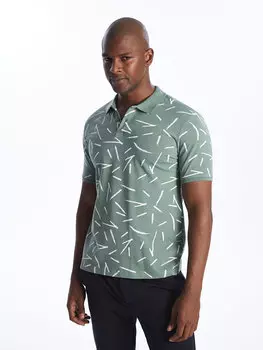 Мужская футболка из пике с короткими рукавами и воротником-поло с рисунком LCW Vision, матовый мятно-зеленый