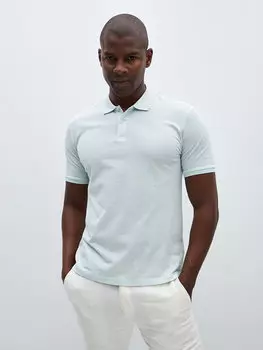 Мужская футболка из пике с короткими рукавами и воротником-поло с рисунком LCW Vision, мятно-зеленый