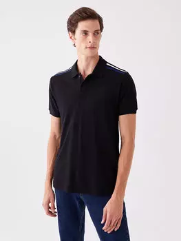 Мужская футболка из пике с короткими рукавами и воротником-поло SOUTHBLUE, новый черный