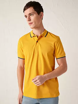 Мужская футболка из пике с короткими рукавами и вырезом поло LC Waikiki Basic