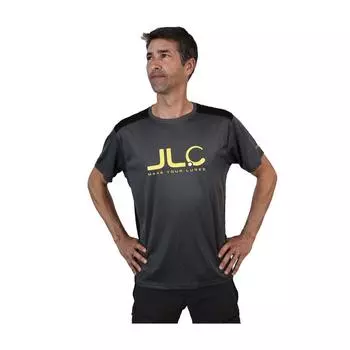 Мужская футболка из полиэстера для технической рыбалки JLC серо-черная с коротким рукавом