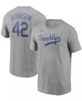 Мужская футболка jackie robinson grey brooklyn dodgers cooperstown collection name number Nike, серый