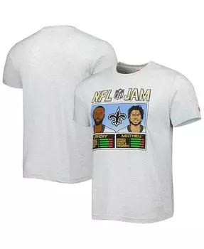 Мужская футболка Jarvis Landry and Tyrann Mathieu Heather Grey New Orleans Saints NFL Jam Tri-Blend Homage, серый