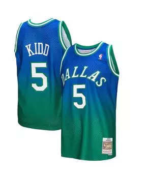 Мужская футболка jason kidd green and navy dallas mavericks 1994/95 hardwood classics fadeaway swingman player Mitchell & Ness, мульти