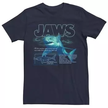 Мужская футболка Jaws Great White Shark с описанием чертежа Licensed Character