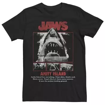 Мужская футболка Jaws Movie Pop Poster Licensed Character, черный