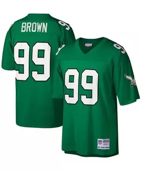 Мужская футболка Jerome Brown Kelly Green Philadelphia Eagles Legacy Replica Mitchell & Ness