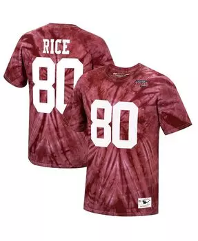 Мужская футболка jerry rice scarlet san francisco 49ers tie-dye super bowl xxiii с именем и номером игрока на пенсии Mitchell & Ness