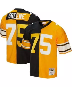 Мужская футболка joe greene black, gold pittsburgh steelers 1976 split legacy, копия джерси Mitchell & Ness, мульти