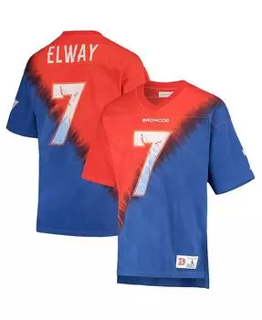 Мужская футболка John Elway Orange, Royal Denver Broncos с именем и номером игрока в отставке, с диагональным узором тай-дай и v-образным вырезом Mitchell & Ness, оранжевый