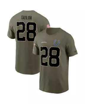 Мужская футболка jonathan taylor olive indianapolis colts 2022 salute to service name and number Nike