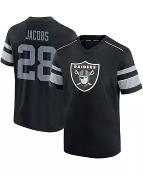 Мужская футболка josh jacobs black las vegas raiders hashmark name and number с v-образным вырезом Fanatics, черный