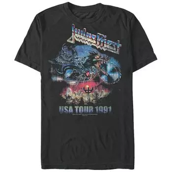 Мужская футболка Judas Priest USA Tour 1991 с графическим рисунком Licensed Character, черный