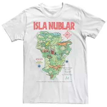 Мужская футболка Jurassic Park Island Guide Map Licensed Character, белый