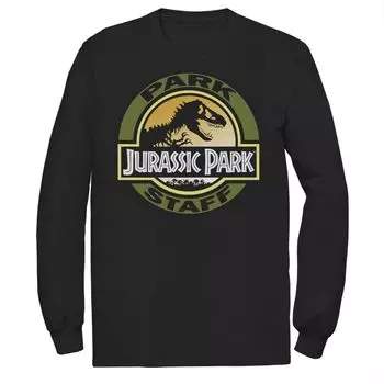 Мужская футболка Jurassic Park Staff Icon T-Rex Skeleton с длинными рукавами Licensed Character, черный