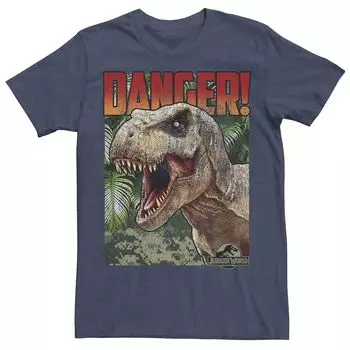 Мужская футболка Jurassic World Danger T-Rex с графическим плакатом в стиле ретро Licensed Character