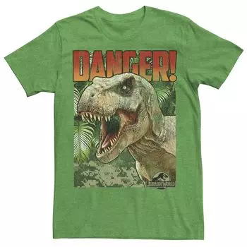 Мужская футболка Jurassic World Danger T-Rex с графическим плакатом в стиле ретро Licensed Character