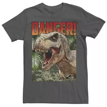Мужская футболка Jurassic World Danger T-Rex с графическим плакатом в стиле ретро Licensed Character