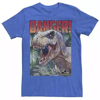 Мужская футболка Jurassic World Danger T-Rex с графическим плакатом в стиле ретро Licensed Character