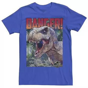 Мужская футболка Jurassic World Danger T-Rex с графическим плакатом в стиле ретро Licensed Character