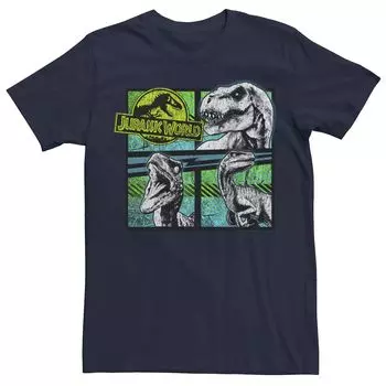 Мужская футболка Jurassic World Dinosaurs Group Of 3 с неоновой графикой Licensed Character, синий