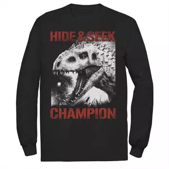 Мужская футболка Jurassic World Indominus Hide & Seek Champ с длинными рукавами и рисунком Licensed Character, черный