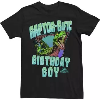 Мужская футболка Jurassic World Raptor Rific Bday Boy с логотипом динозавра Licensed Character